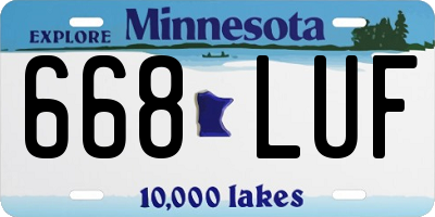 MN license plate 668LUF