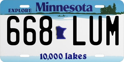 MN license plate 668LUM