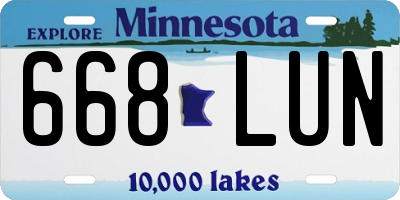 MN license plate 668LUN