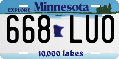 MN license plate 668LUO