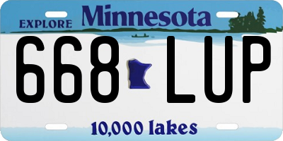 MN license plate 668LUP