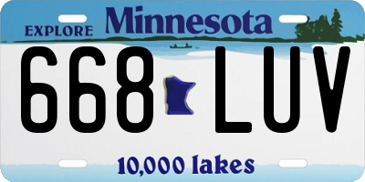MN license plate 668LUV