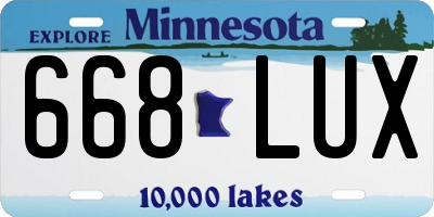 MN license plate 668LUX