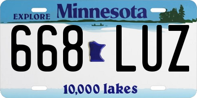 MN license plate 668LUZ