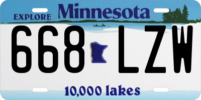 MN license plate 668LZW
