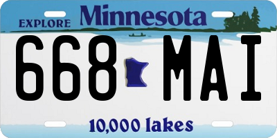 MN license plate 668MAI