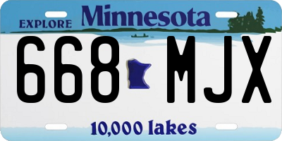 MN license plate 668MJX
