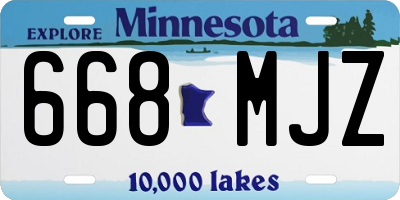 MN license plate 668MJZ