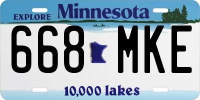 MN license plate 668MKE