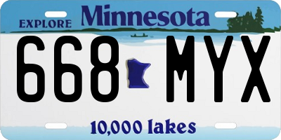 MN license plate 668MYX