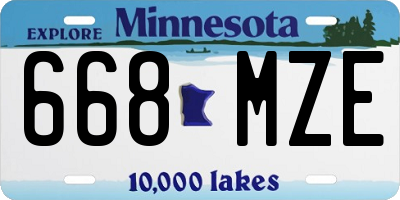 MN license plate 668MZE