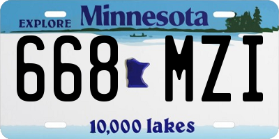 MN license plate 668MZI