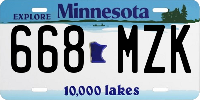 MN license plate 668MZK