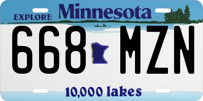 MN license plate 668MZN