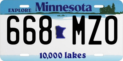 MN license plate 668MZO