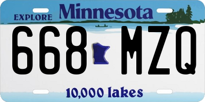 MN license plate 668MZQ