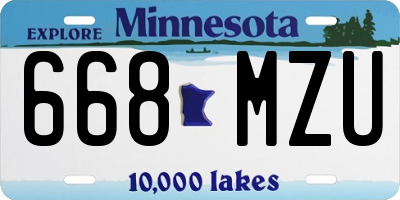 MN license plate 668MZU