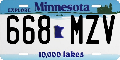 MN license plate 668MZV