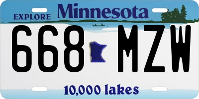 MN license plate 668MZW