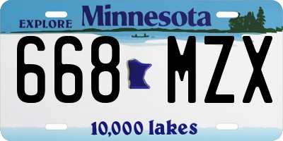 MN license plate 668MZX