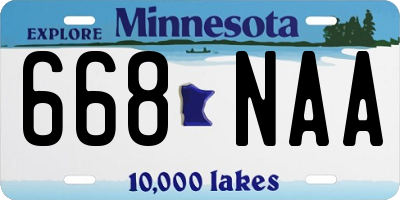 MN license plate 668NAA