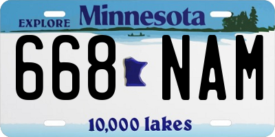 MN license plate 668NAM