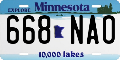 MN license plate 668NAO