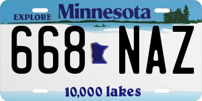 MN license plate 668NAZ