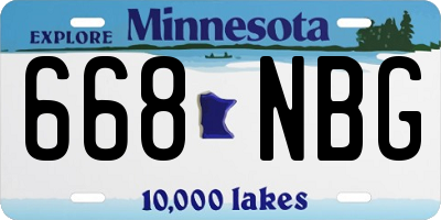 MN license plate 668NBG