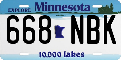 MN license plate 668NBK