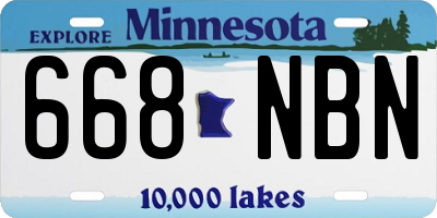 MN license plate 668NBN