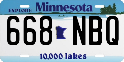 MN license plate 668NBQ