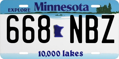 MN license plate 668NBZ