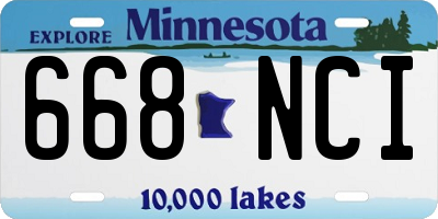 MN license plate 668NCI