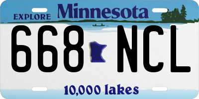 MN license plate 668NCL