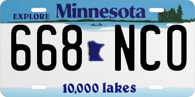 MN license plate 668NCO