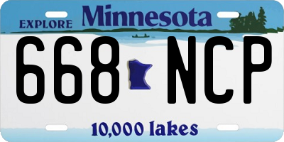 MN license plate 668NCP