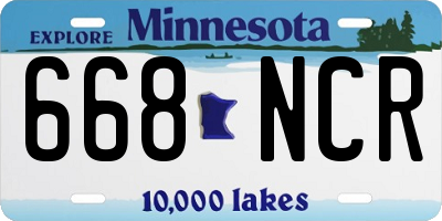 MN license plate 668NCR