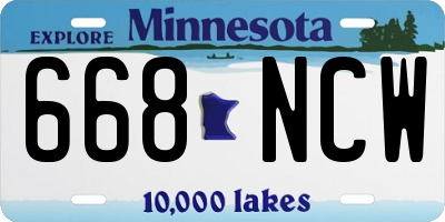 MN license plate 668NCW