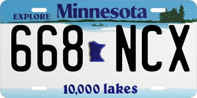 MN license plate 668NCX