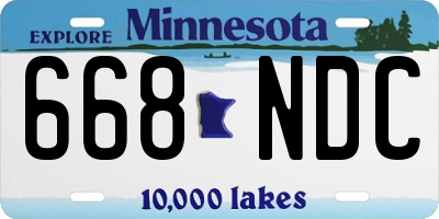 MN license plate 668NDC