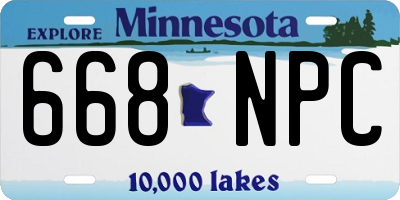 MN license plate 668NPC
