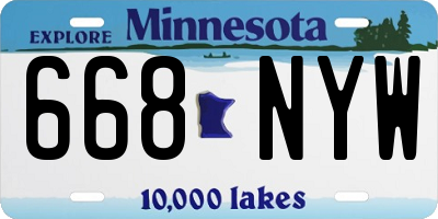 MN license plate 668NYW