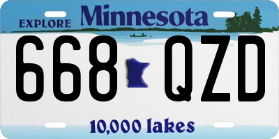 MN license plate 668QZD