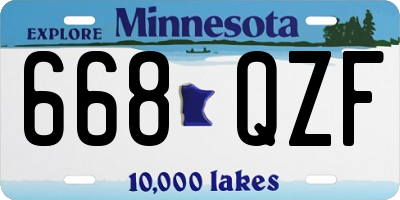 MN license plate 668QZF