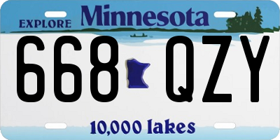 MN license plate 668QZY