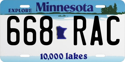 MN license plate 668RAC