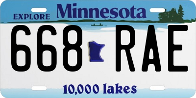 MN license plate 668RAE