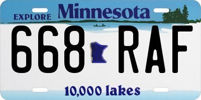 MN license plate 668RAF