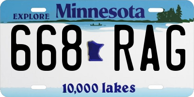 MN license plate 668RAG